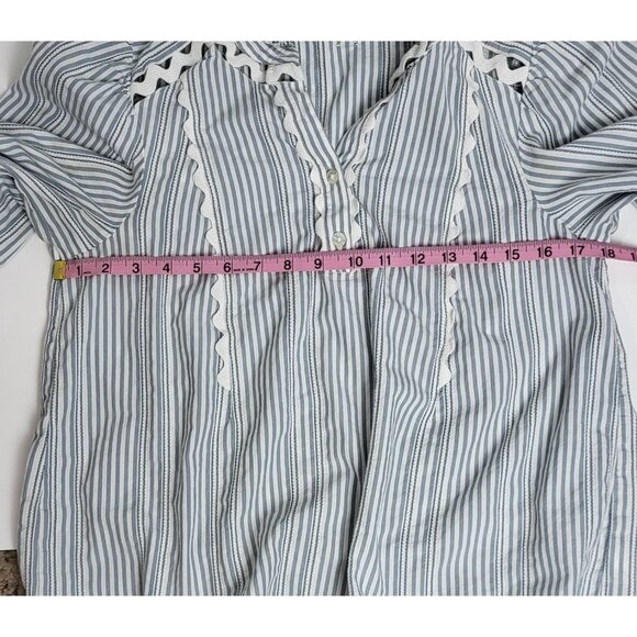 Sam Edelman Vida Stripe Ruffle Scallop Womens Top Medium - Picture 6 of 12